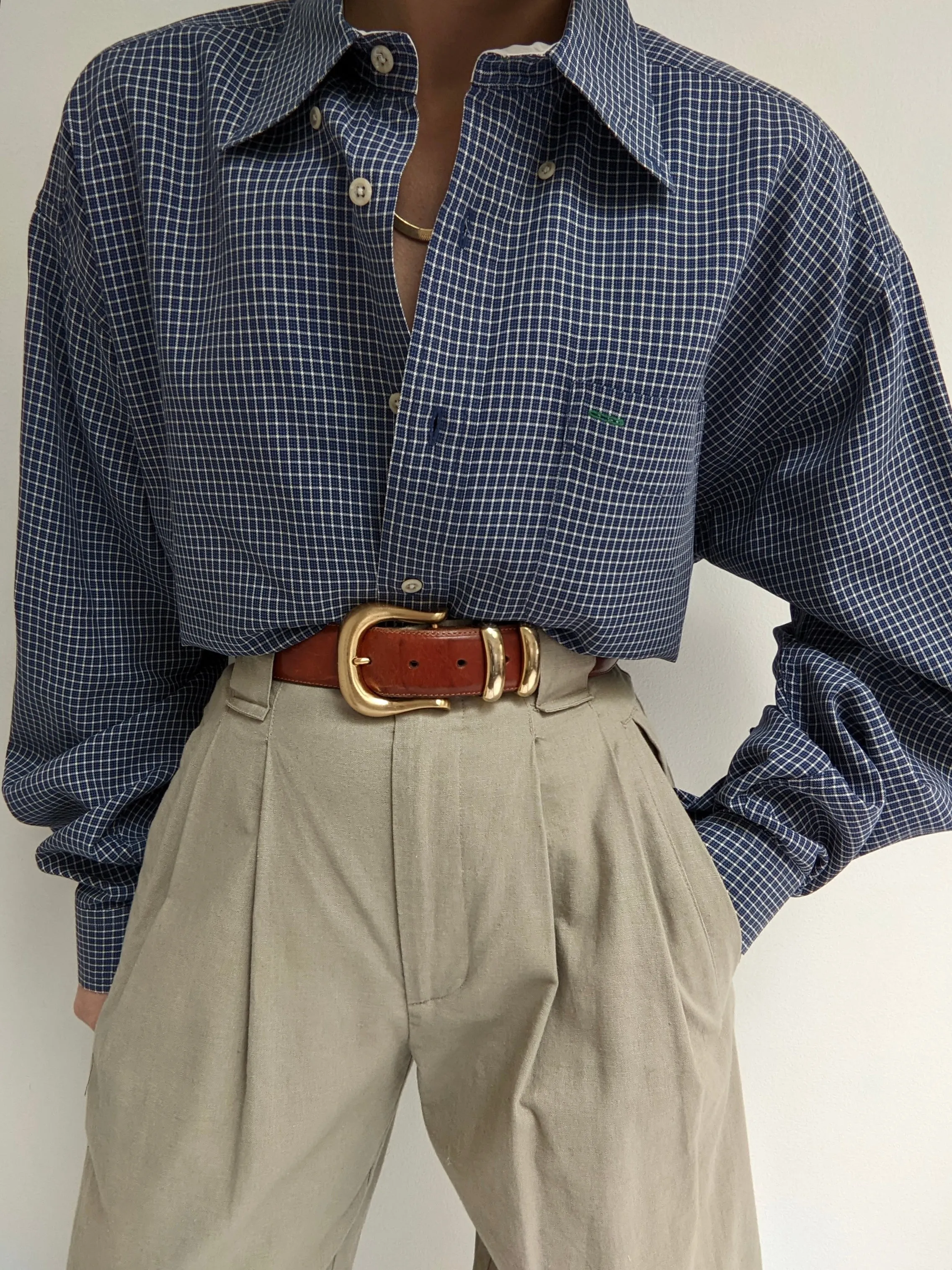 90s Tommy Hilfiger Ocean Grid Button Down