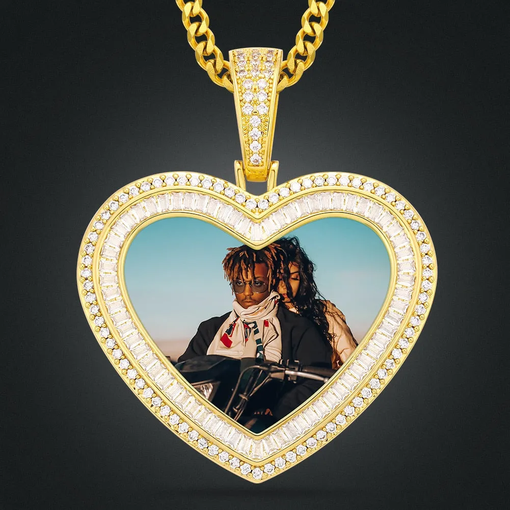Baguette Heart Picture Pendant