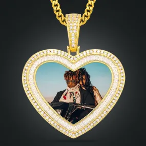 Baguette Heart Picture Pendant