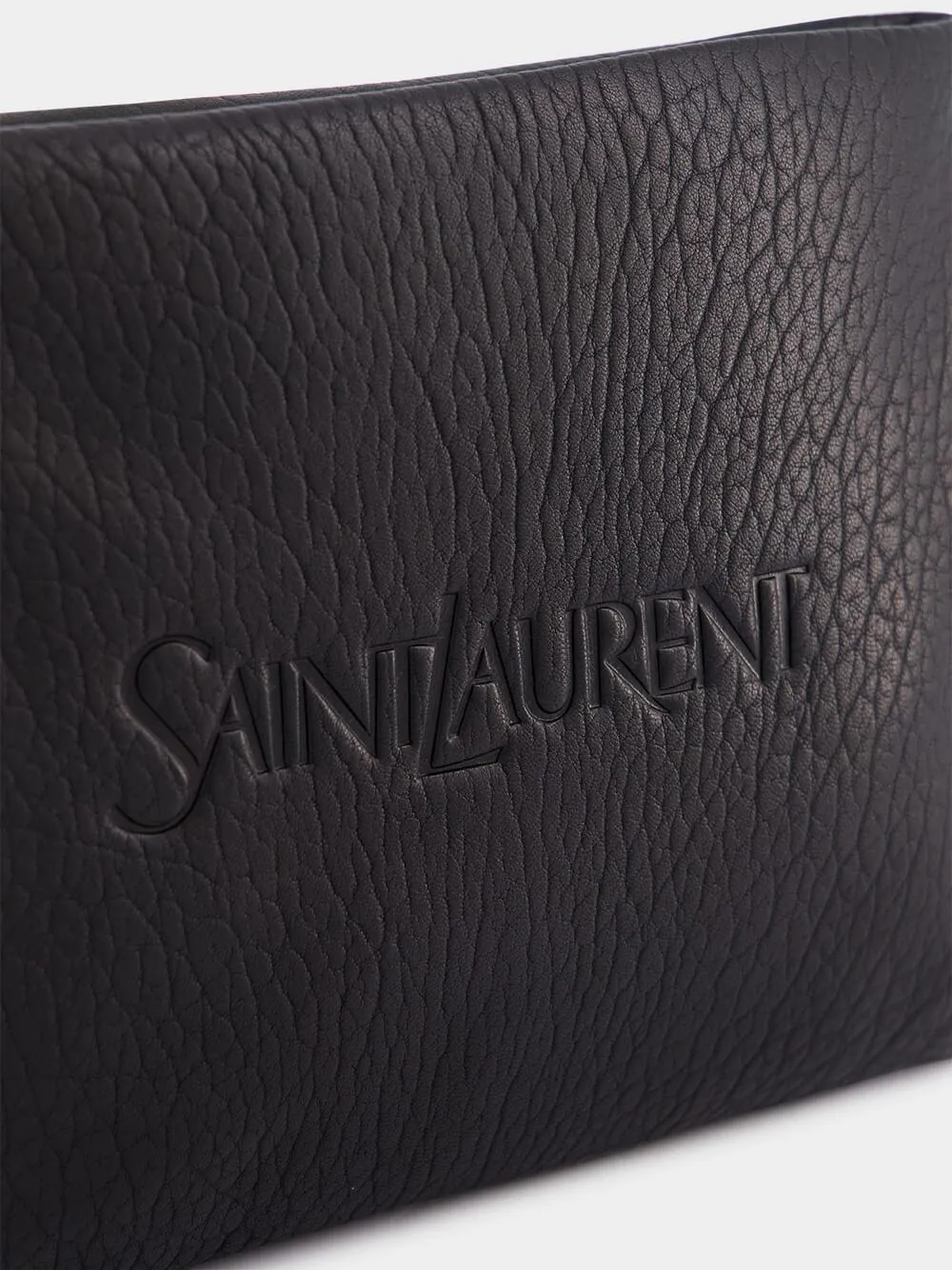 Black Leather Logo Pouch