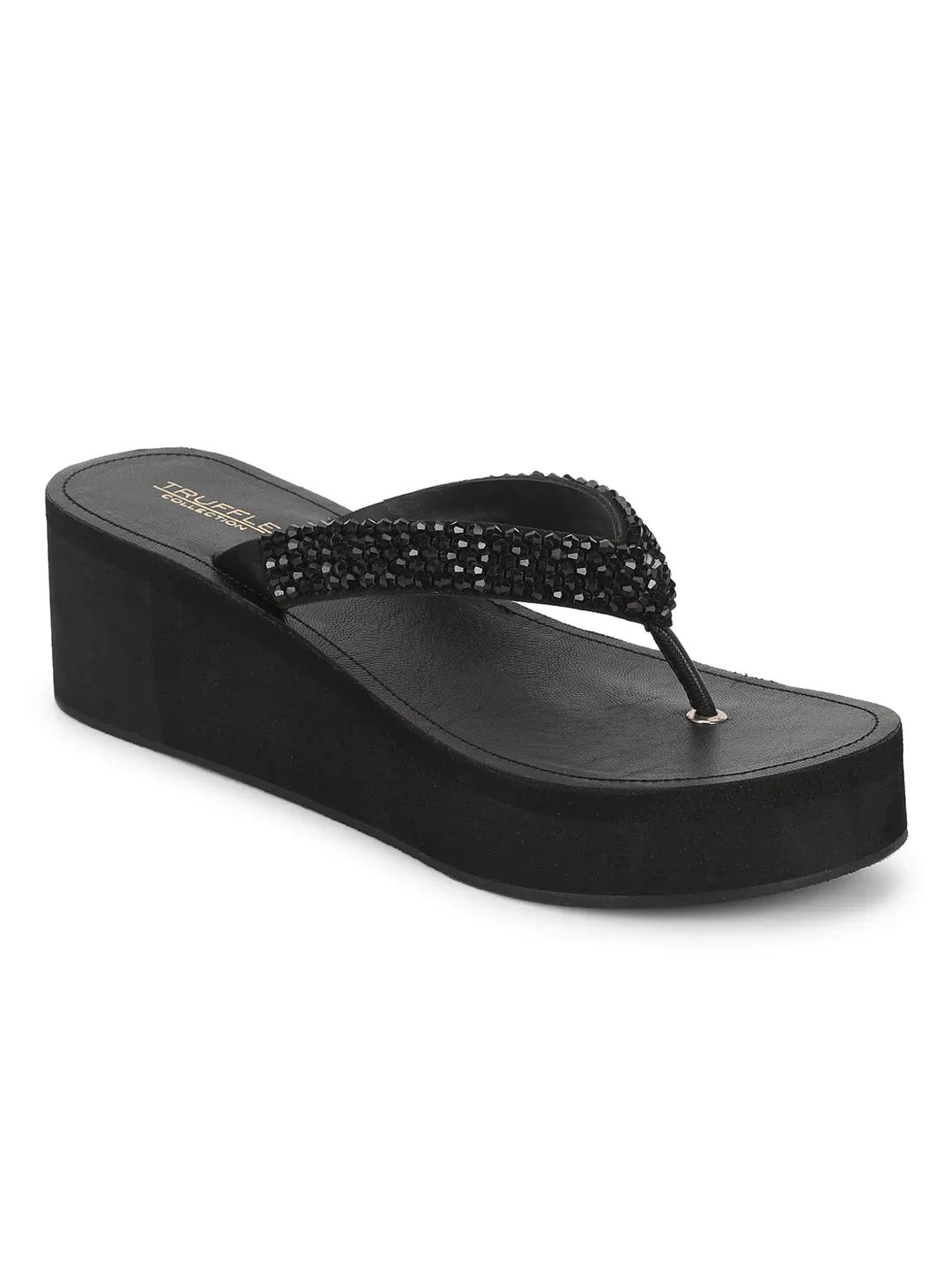 Black PU Slip-On Wedges (TC-MSI-474-BLK)