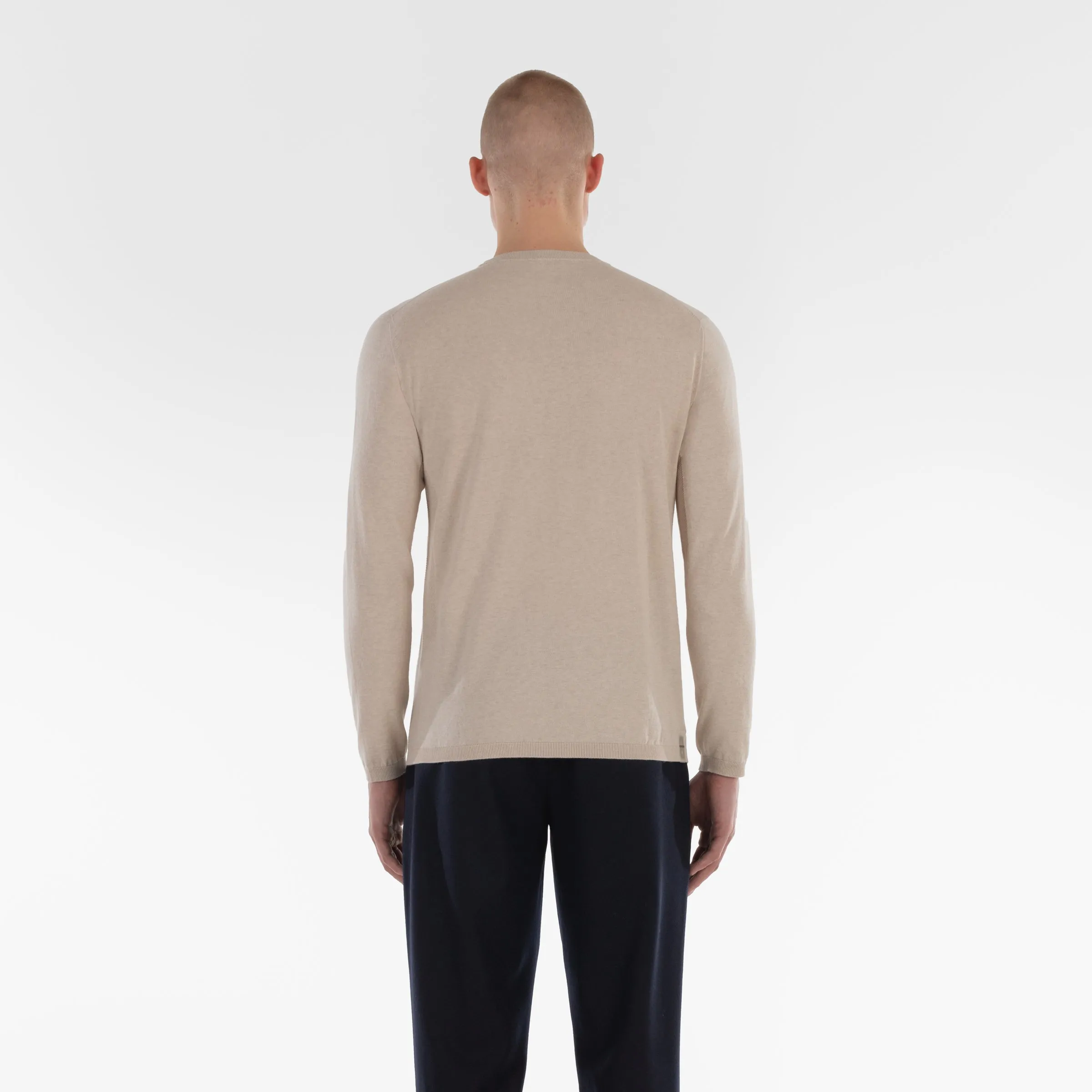 COTTON CASHMERE WHOLEGARMENT 18G / BEIGE MELANGE