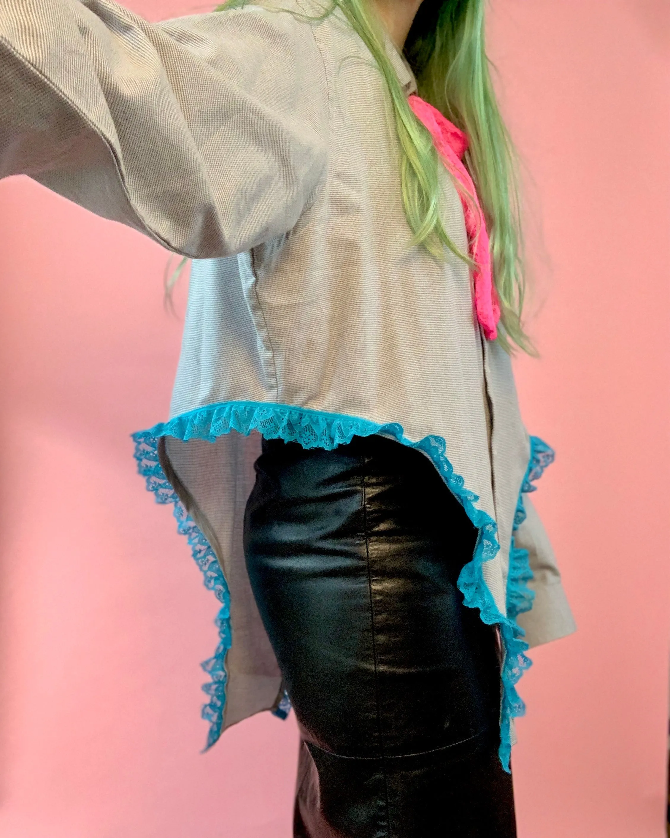 Custom lace negligee button down