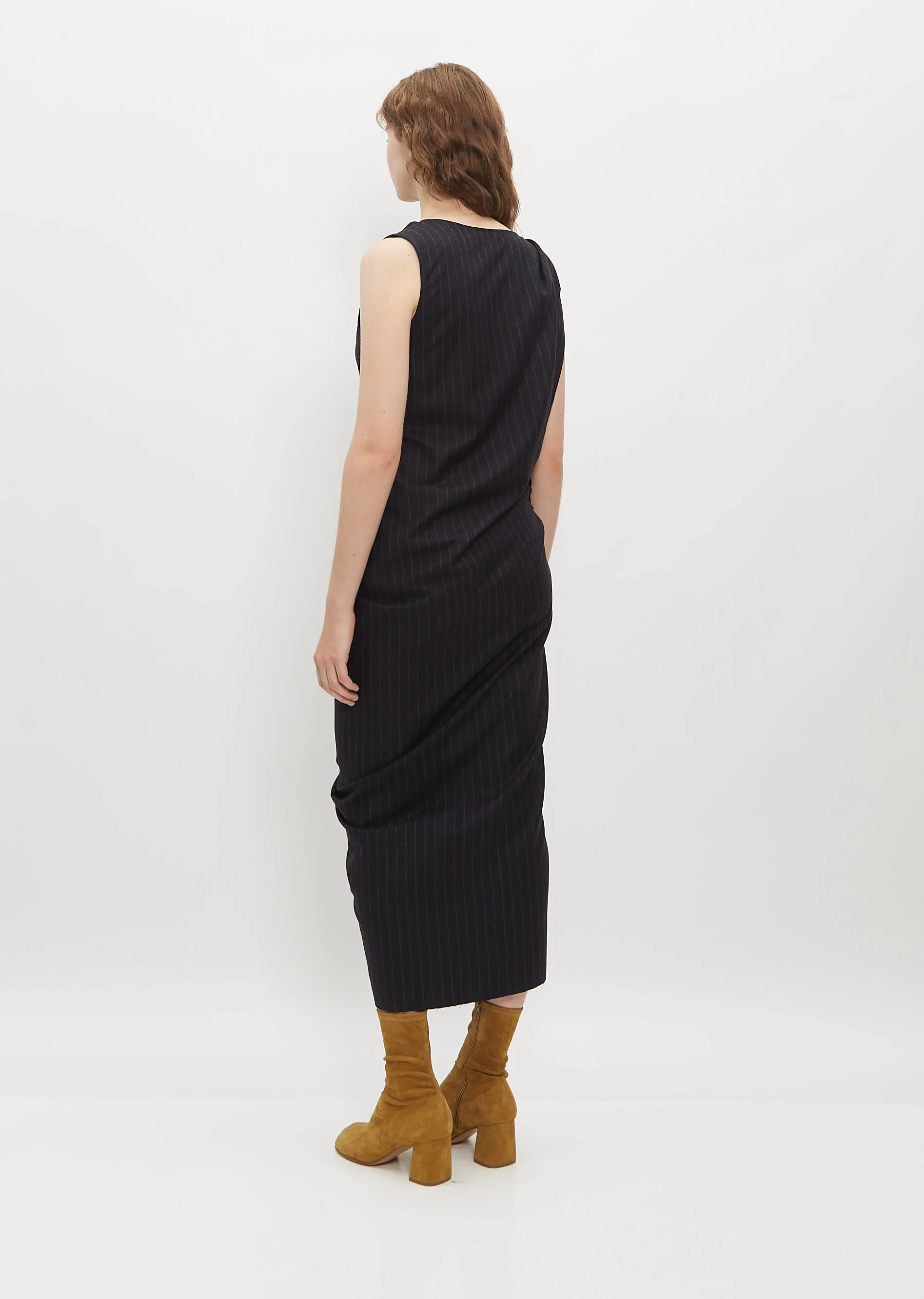 Dinam Wool Pinstripe Dress — Anthracite