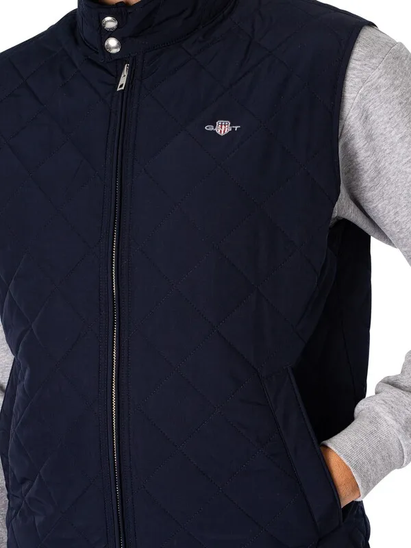 GANT Quilted Windcheater Gilet - Evening Blue