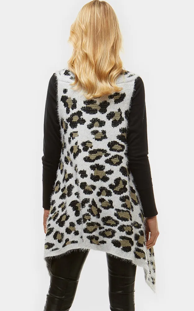 LOF561 Leopard Printed Fuzzy Vest