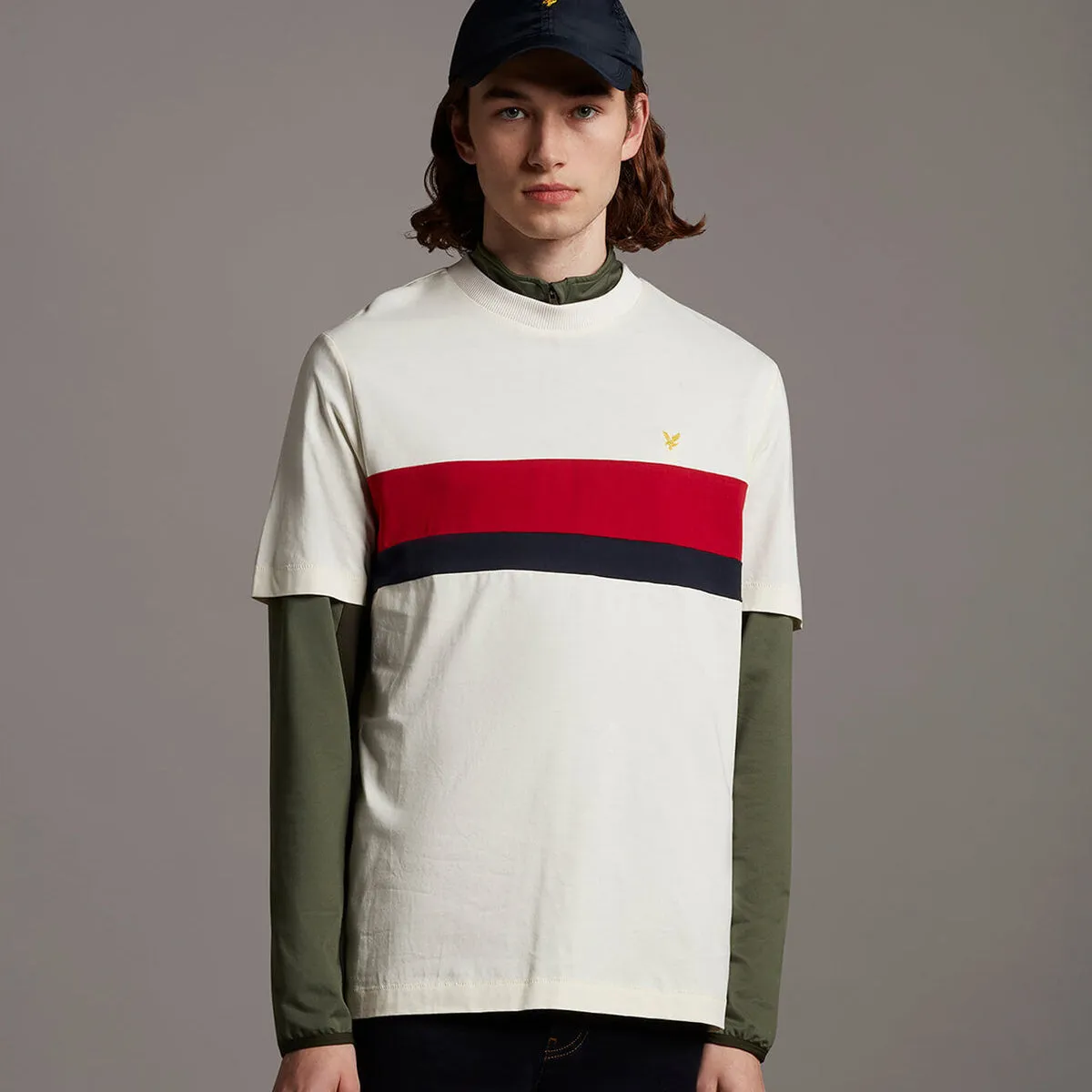 Lyle & Scott Archive Cut And Sew T-Shirt in Vanilla Ice