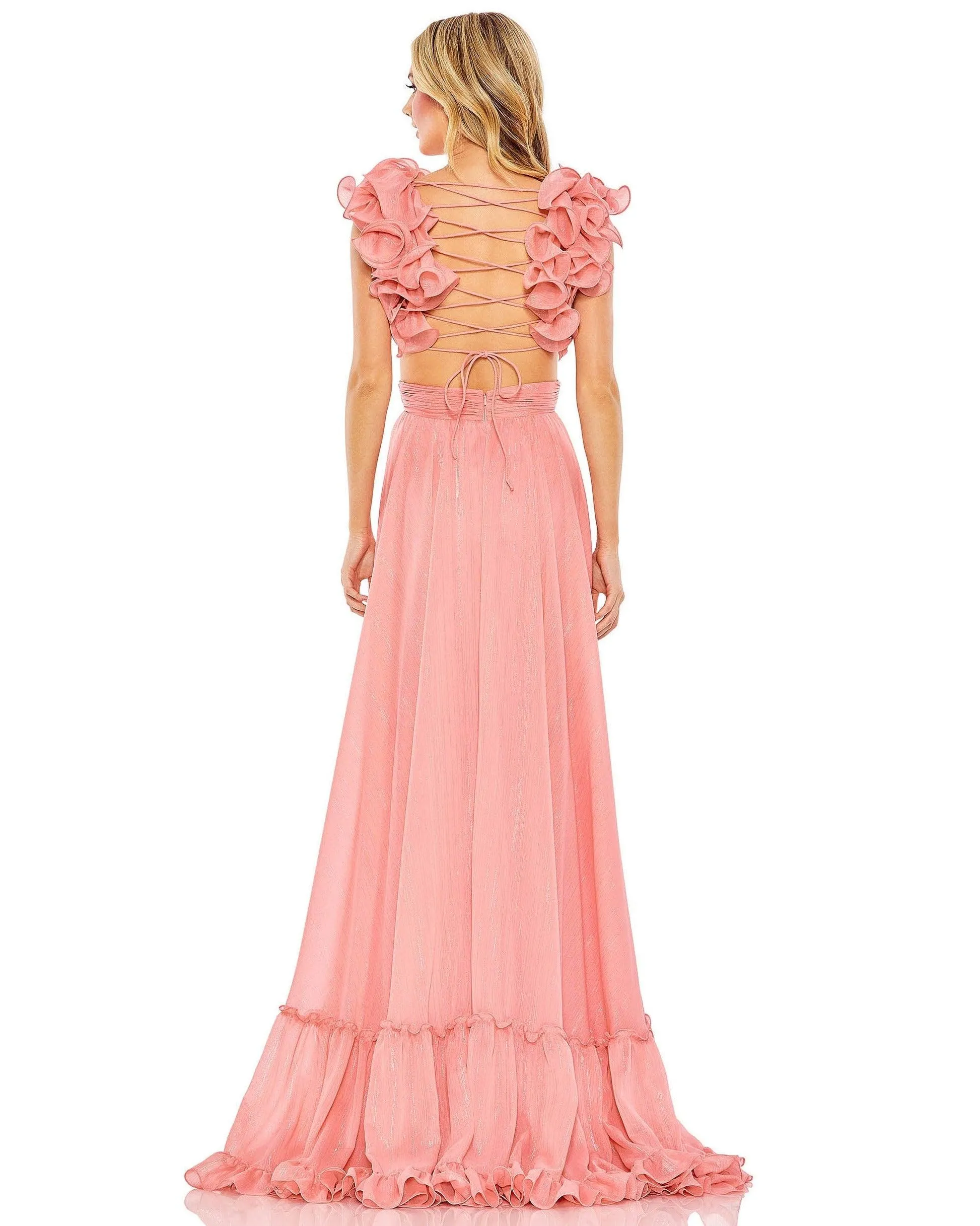 Mac Duggal 68094 Long Formal Pleated Chiffon Gown