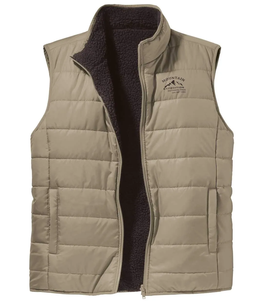 Men's Reversible Padded Gilet - Beige Brown