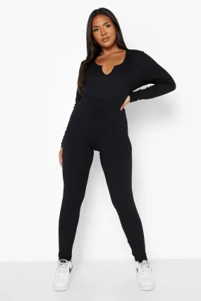 Plus Jumbo Ribbed Stretch Leggings