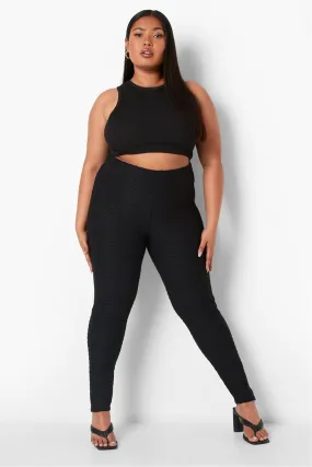 Plus Textured Ruched Bum Leggings