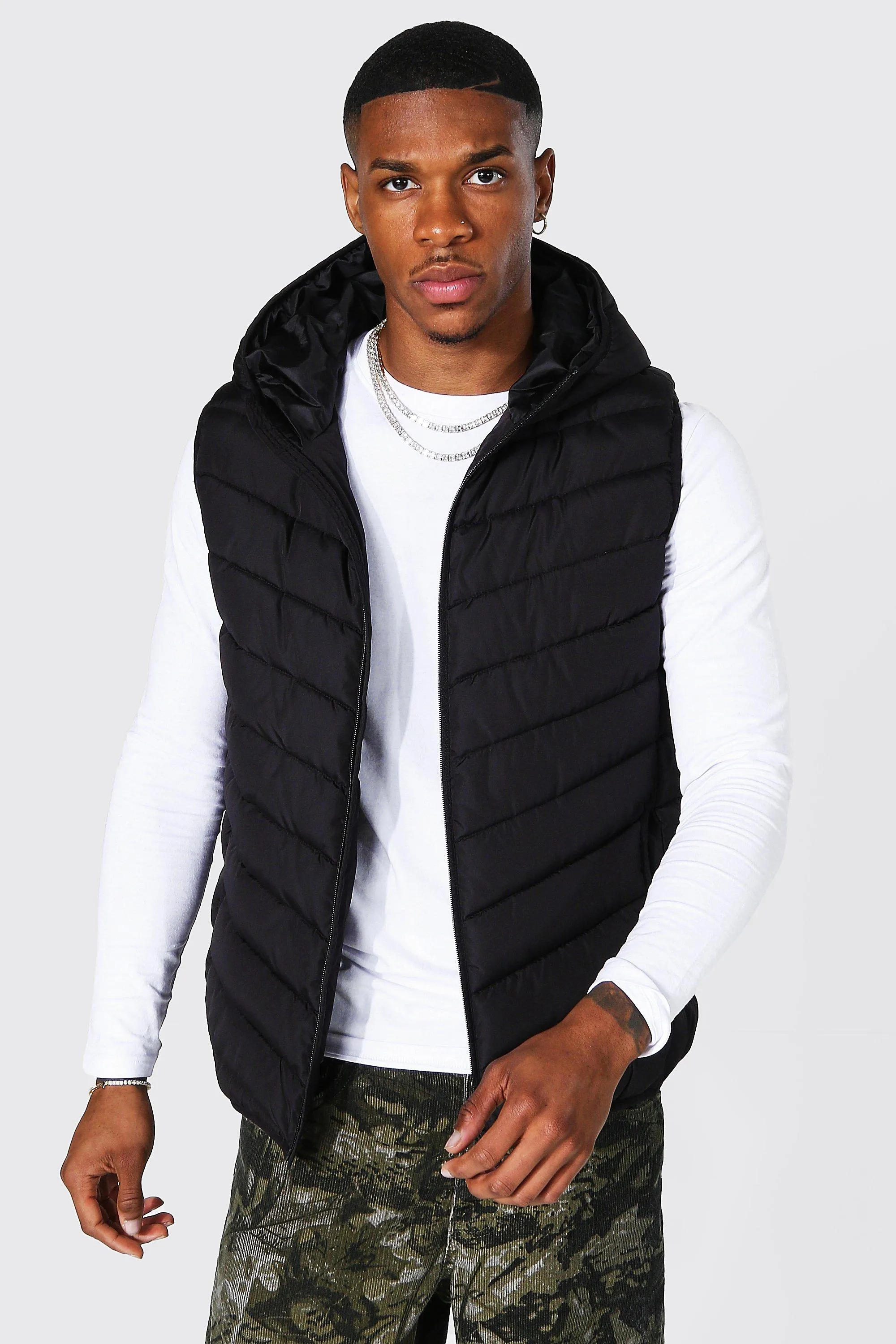 Quilted Zip Through Gilet | boohooMAN UK