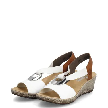Rieker 624H6-81 FANNI Wedge Sandals Weiss Cayenne