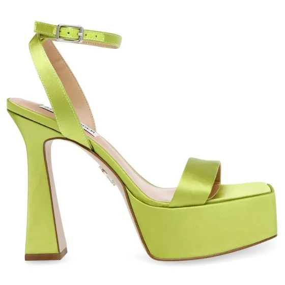 Steve Madden Discord Lime Satin Sandals