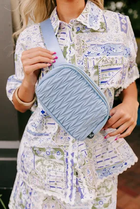 Sweet Pea Faux Leather Fanny Pack in Airy Blue