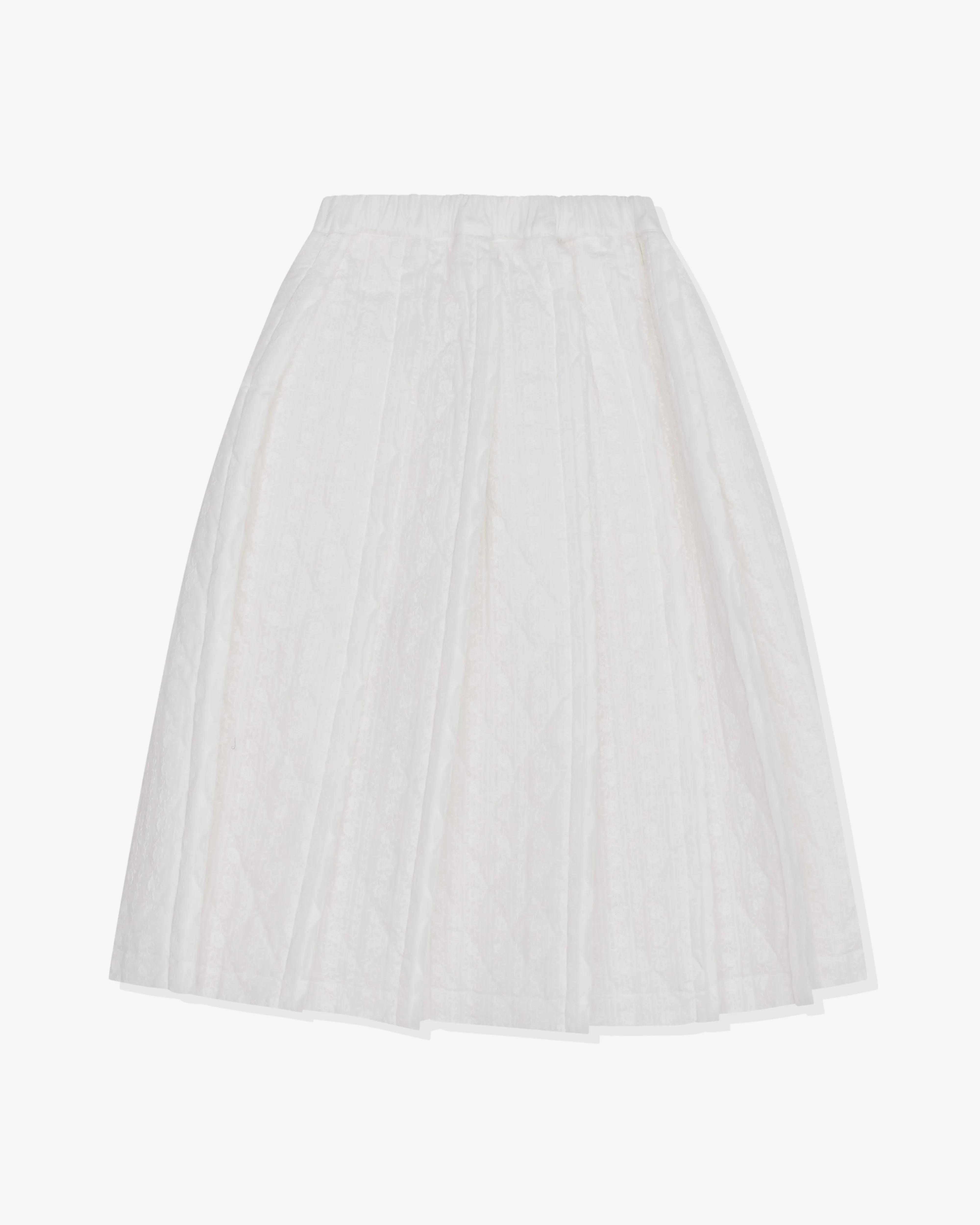 Tao Women's Quilted Cotton Dobby Printed Skirt  White