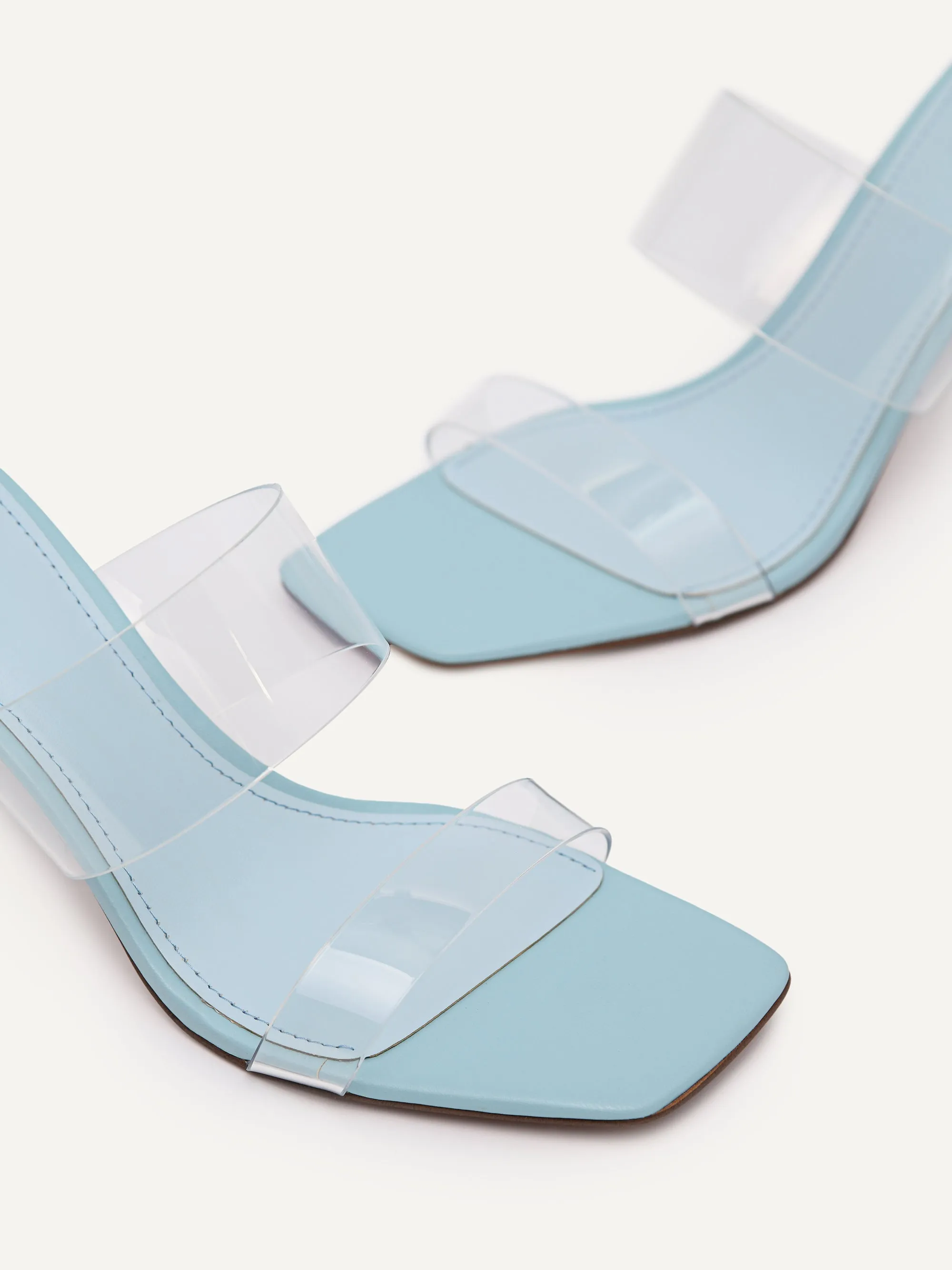 Vinyl Double Strap Heeled Sandals