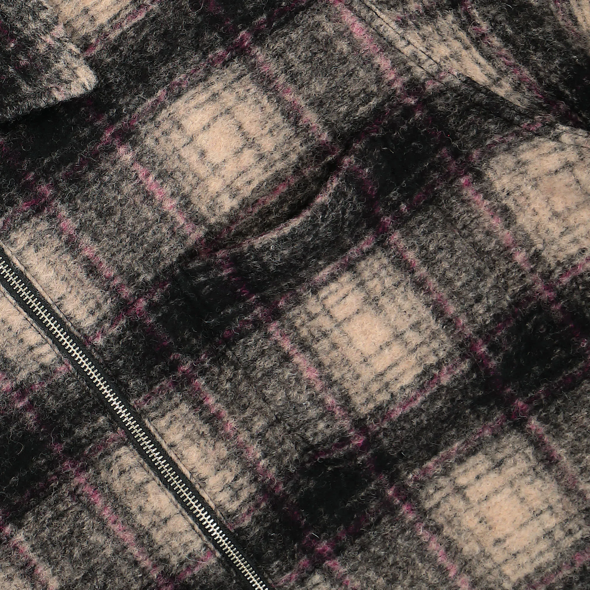 Wool Plaid Zip Shirt